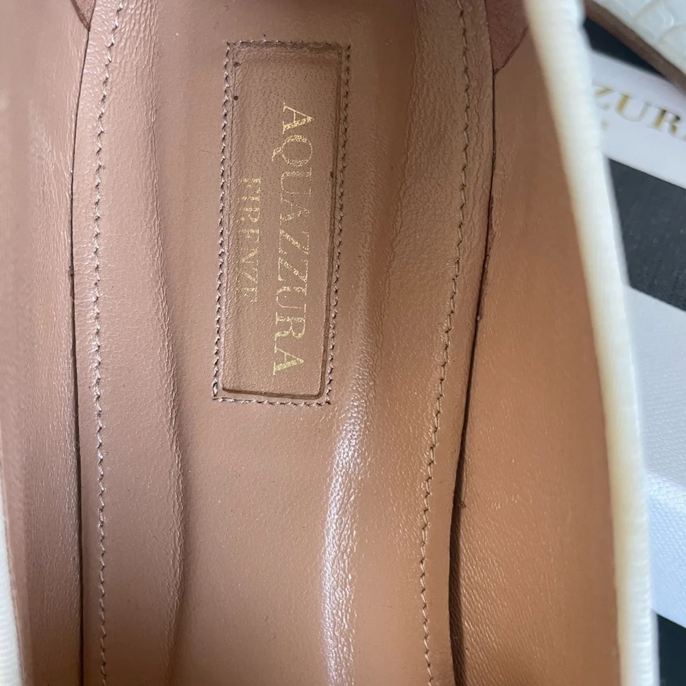 Authentic Aquazzura crocodile print leather Mocassin - white - Picture 4 of 6